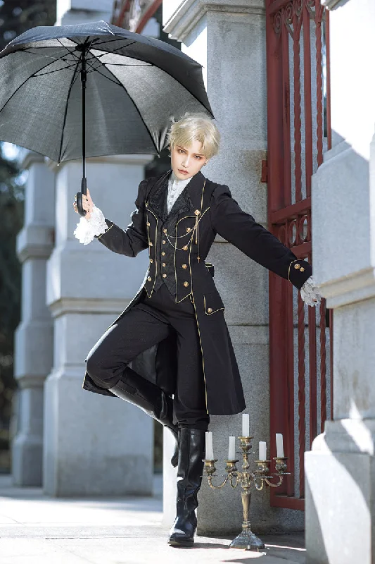 Immortal Thorn~Forever Rose~Ouji Lolita Coat Prince Handsome Wind Coat Sleeveless Short Sleeve Long Sleeve