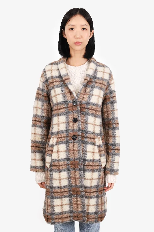 Isabel Marant Etoile Cream/Beige Checked Coat Size 34 Sleeveless Short Sleeve Long Sleeve