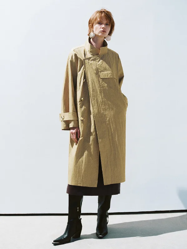Loose Longline Trench Coats Plaid Tartan Floral