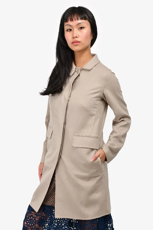 Loro Piana Beige Cashmere Coat Size 36 Fleece Down Feather