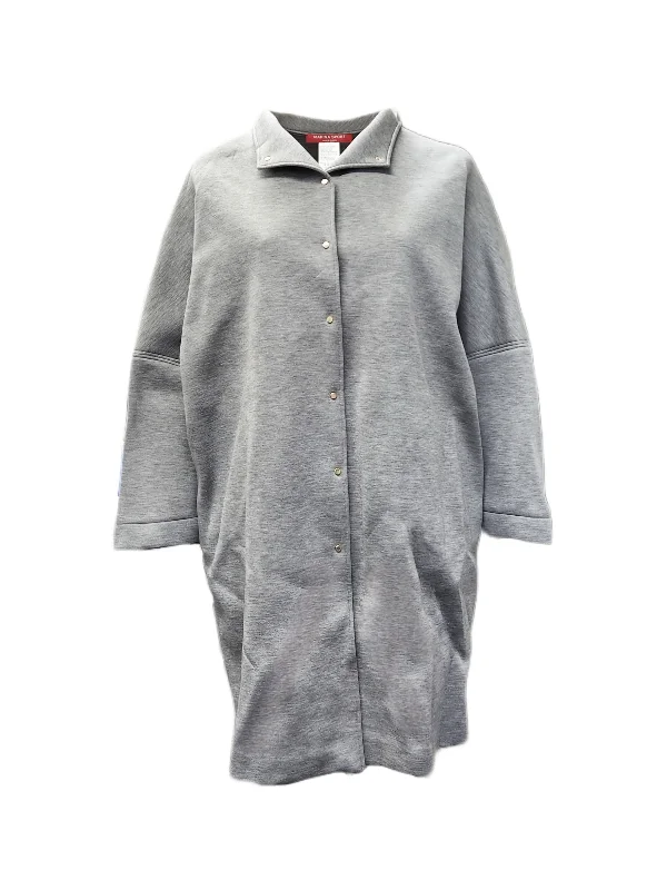 Marina Rinaldi Women's Grey Tamoa Button Closure Coat NWT Boat Shawl Notched