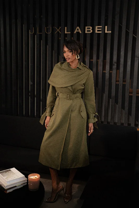 Olive The Classic Trench Coat Collared Crew Neck Turtle Neck