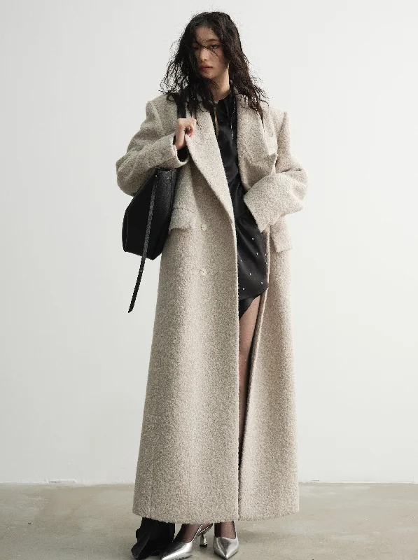 Oversized Wool Maxi Coat Tailored Straight A-Line