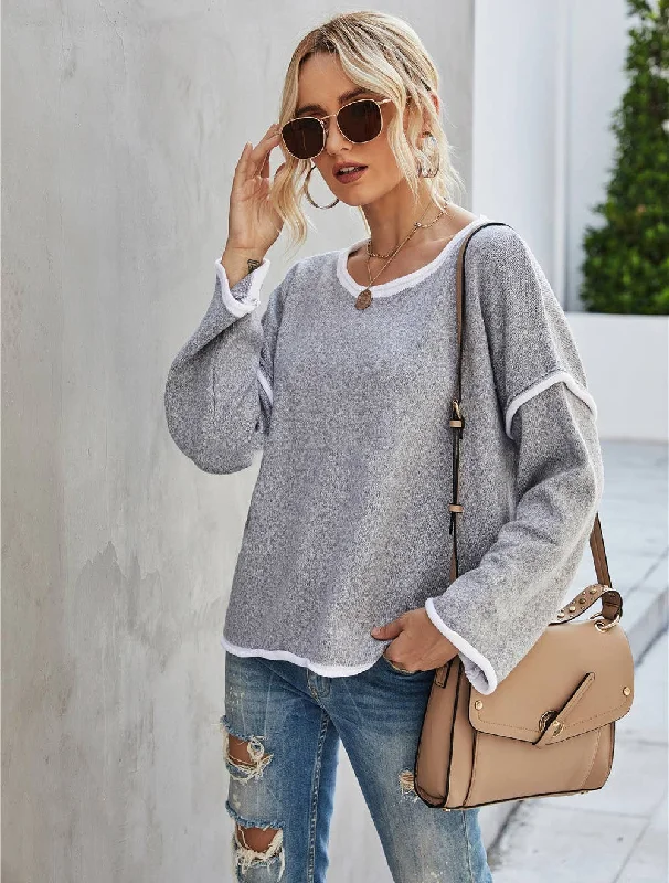 Saturday Pullover Long Sleeve | Grey Bishop Sleeve Elegant