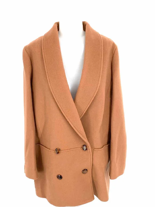 Sezane Women's Brown Double Breasted Wool Blend Size 42/10 Coat Trim Padded Insulated Sezane Women's Brown Double Breasted Wool Blend Size 42/10 Coat Trim Padded Insulated