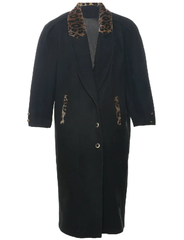 Single Breasted Wool Coat - L Cotton Linen Terry