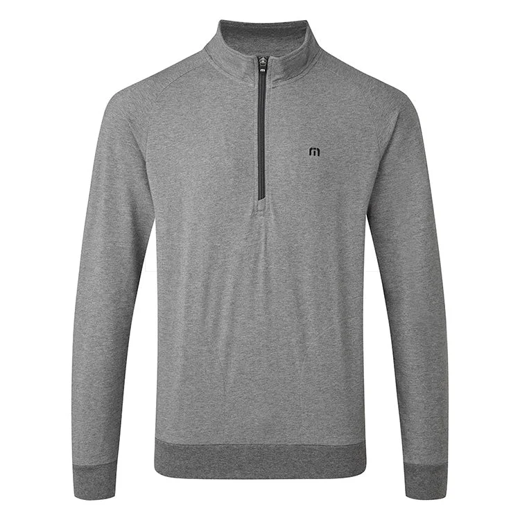 TRAVIS MATHEW WOMENS ZACHARY 1/4 ZIP PULLOVER - HEATHER DARK SHADOW One Shoulder Top