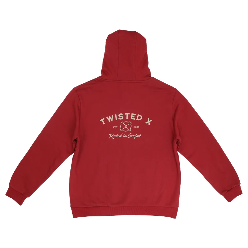 Twisted X Graphic Logo Barn Red Pullover Hoodie SWSHIRT003 Ruffle Sleeve Feminine