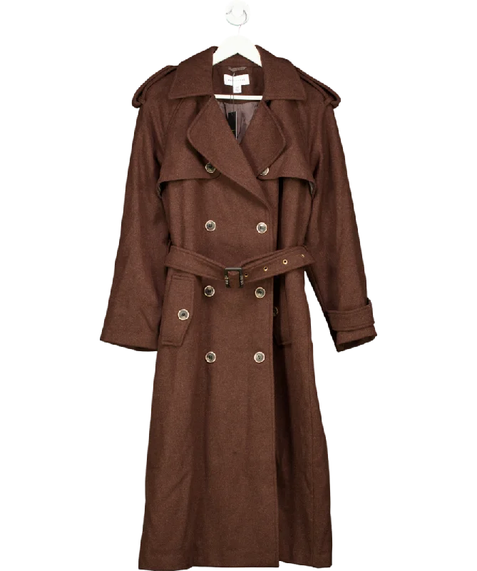 Warehouse Brown Wool Mix Belted Trench Coat UK 16 Off-the-Shoulder Jacket Double-Breasted Coat Single-Breasted Coat Warehouse Brown Wool Mix Belted Trench Coat UK 16 Off-the-Shoulder Jacket Double-Breasted Coat Single-Breasted Coat