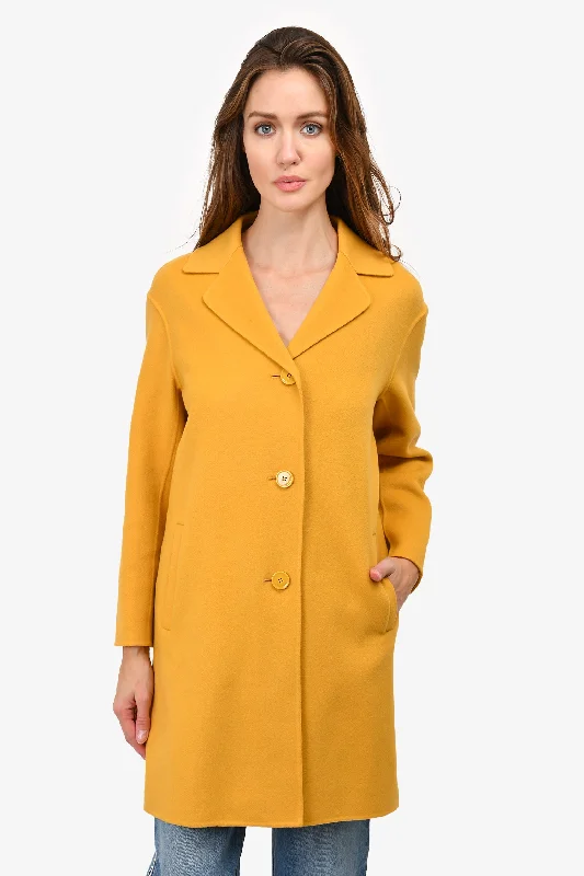 Weekend MaxMara Yellow Wool Blend 'Cucito A Mano' Coat Size 4 Bomber Jacket Denim Jacket Leather Jacket Weekend MaxMara Yellow Wool Blend 'Cucito A Mano' Coat Size 4 Bomber Jacket Denim Jacket Leather Jacket