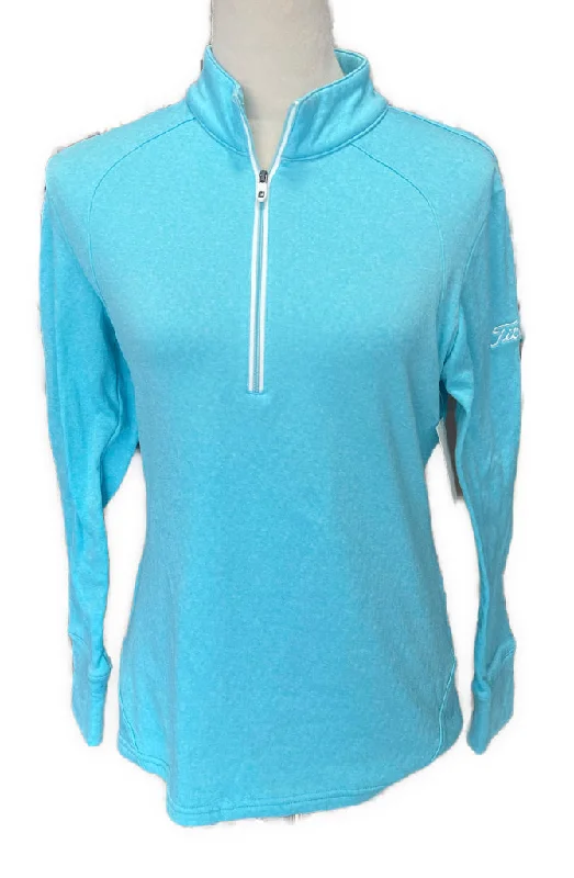 Women's Footjoy Blue Heather Thermal Golf Pullover Size S MSP$125 Short Puff Sleeve