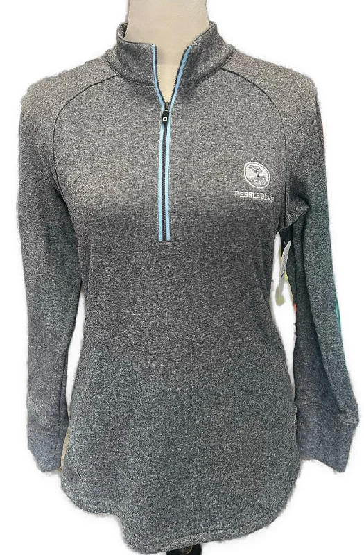 Women's Footjoy Gray Thermal Pullover w/ Pebble Beach Logo Size S MSp$125 Short Sleeve Top