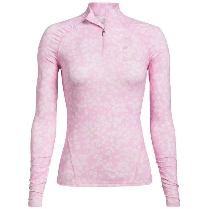 Women's G/Fore Pink Floral Silky Tech Zip Golf Pullover w/ Logo Size L MSP$155 Sheath Sleeve Elegant Women's G/Fore Pink Floral Silky Tech Zip Golf Pullover w/ Logo Size L MSP$155 Sheath Sleeve Elegant