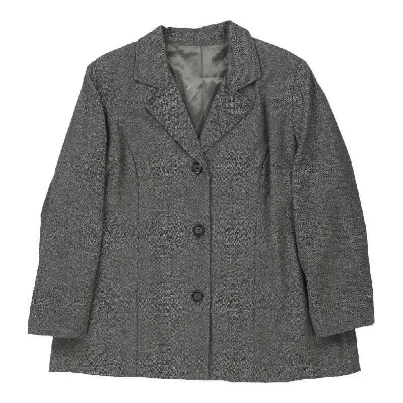 Yves Saint Laurent Coat - 2XL Grey Wool Blend Off-the-Shoulder Jacket Double-Breasted Coat Single-Breasted Coat Yves Saint Laurent Coat - 2XL Grey Wool Blend Off-the-Shoulder Jacket Double-Breasted Coat Single-Breasted Coat